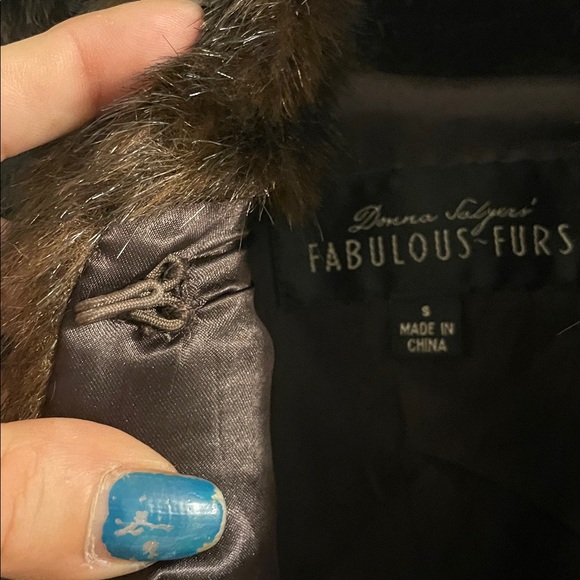 Donna Salyers Fabulous Furs small brown faux fur with pockets &hook & eye vest - Picture 6 of 14